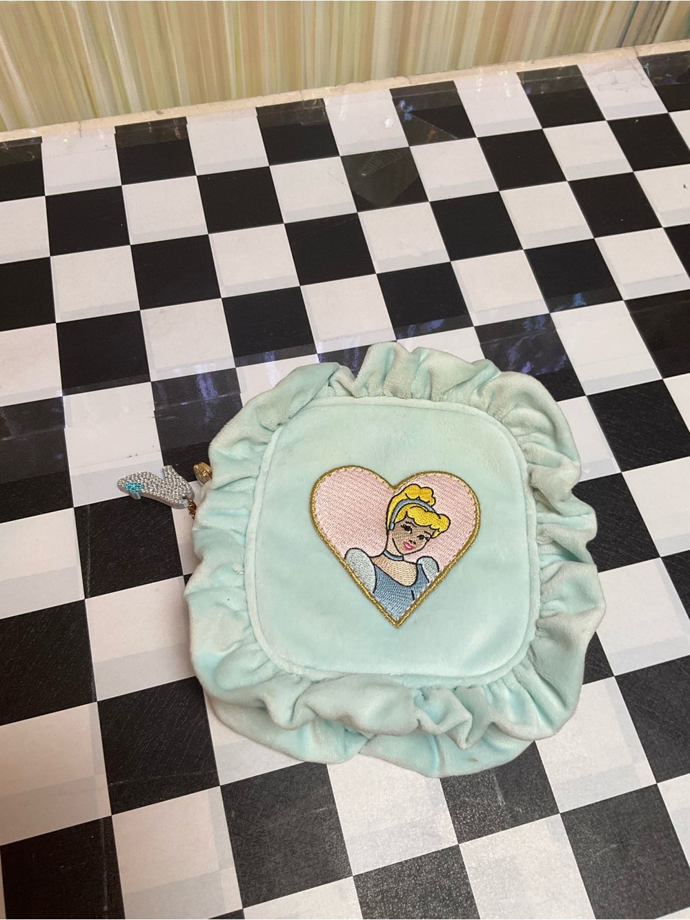 Stoney Clover Lane Mint Ruffle Coin Purse with Heart Patch